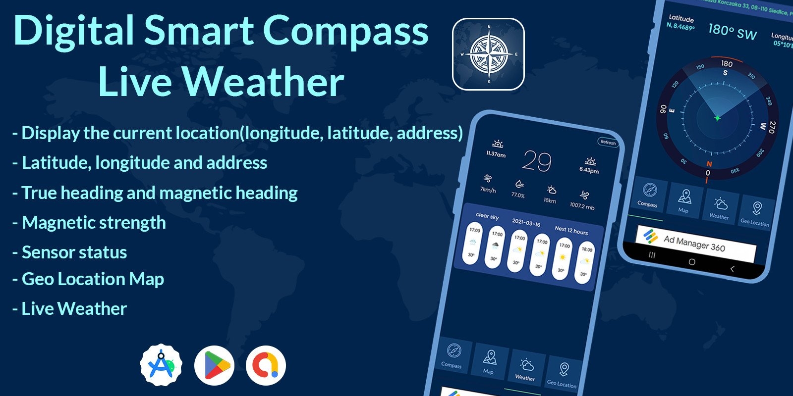 Digital Compass Live Weather  Android Source Code